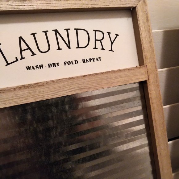 Laundry "washboard" signs - wash dry fold repeat - Laundry Open 24 hrs - set NEW - Picture 5 of 13